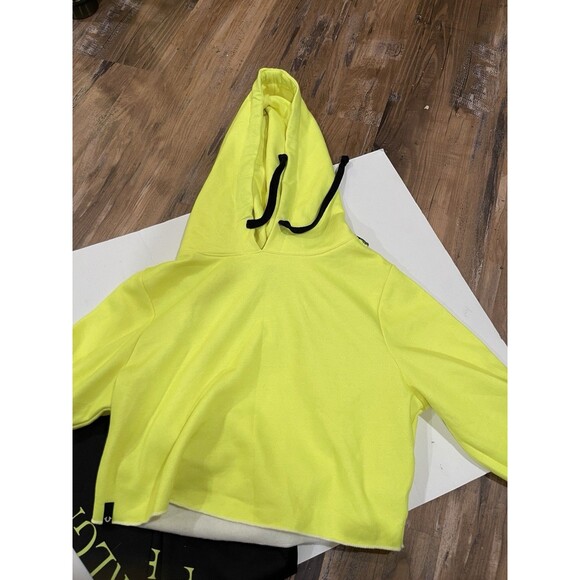 Neon Yellow Cropped Hoodie | Cozy Streetwear | True Religion Set Match - Picture 1 of 10